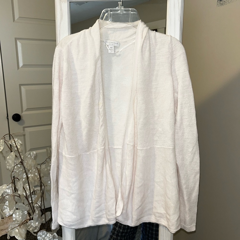 Charter club petite Women's Cream Cardigan size P/M